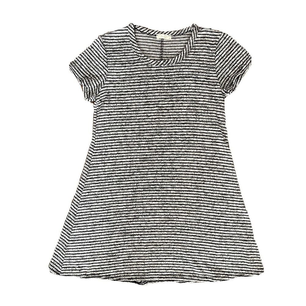 Olivia Rae Women Mini Shirt Dress Black Short Sleeve Jersey Knit Comfort Stretch